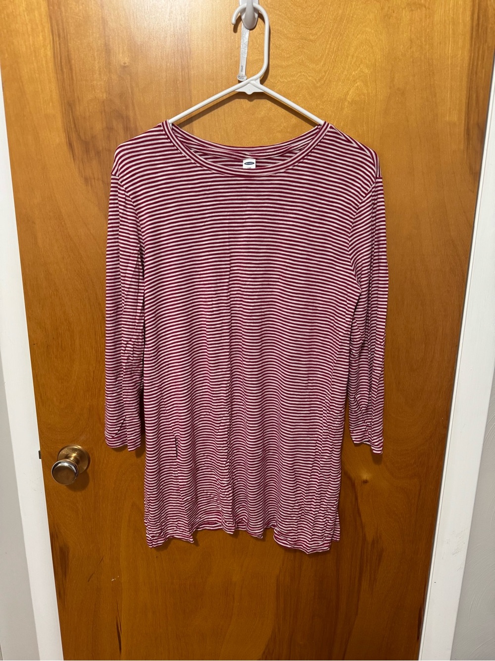 Old Navy Redand White Striped Long Sleeve Crewneck Tunic